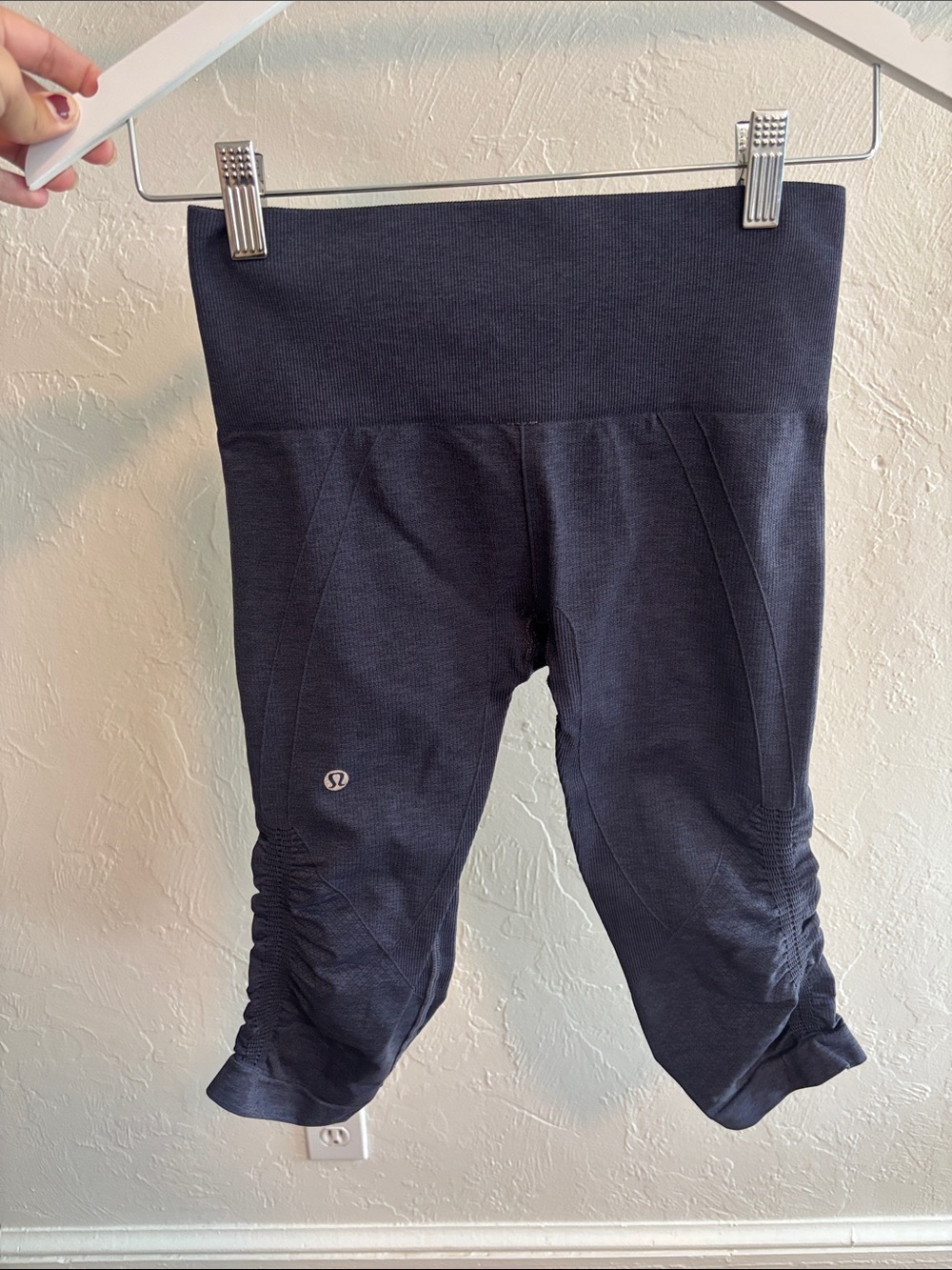 lululemon athletica Navy Cropped Ruched Calf Leggings
